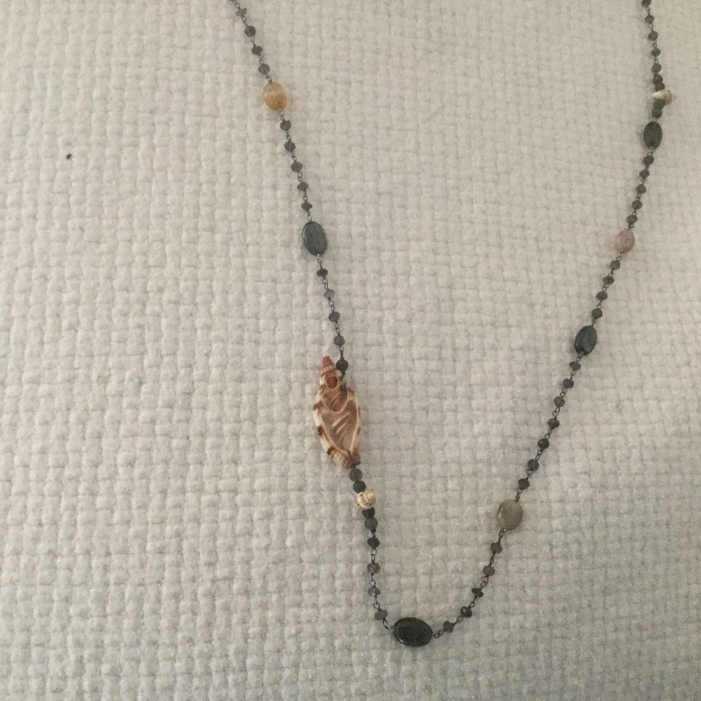 BRAND NEW Chan Luu 37” Necklace with Iolite Semiprecious Stones & Seashells